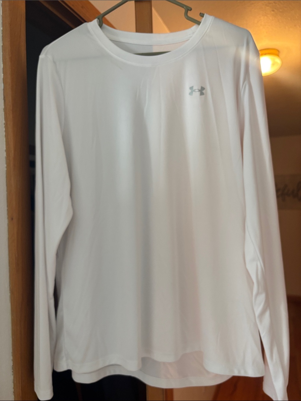 Under Armour White Long-Sleeve Crew Performance Top